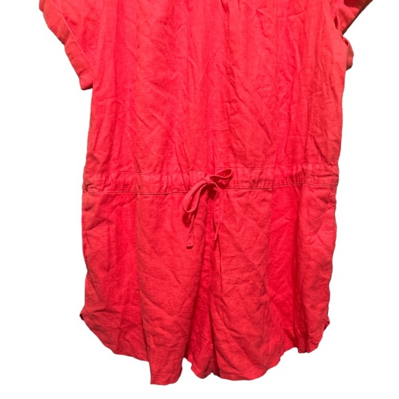 Universal thread Womens Linen Red Short Sleeve Romper - Picture 2 of 4